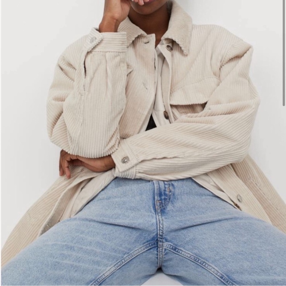 H&M Divided Corduroy Shacket • small • cream